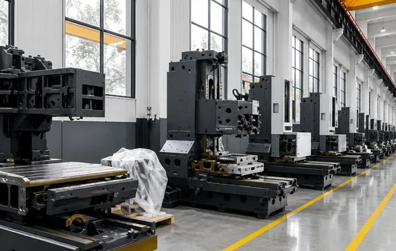 Machining centre assembly line prepared for exhibition